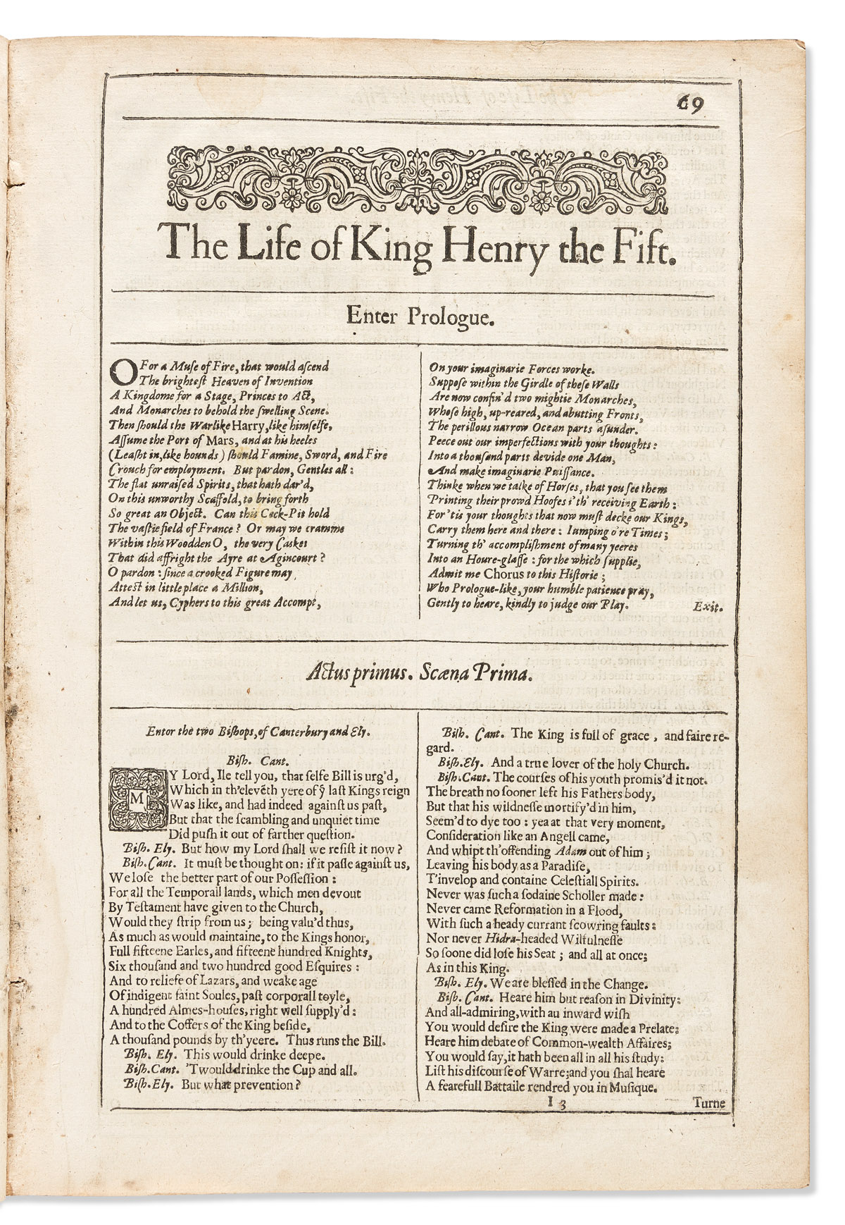 Shakespeare, William (1564-1616) Henry V; Extracted from the Second Folio.